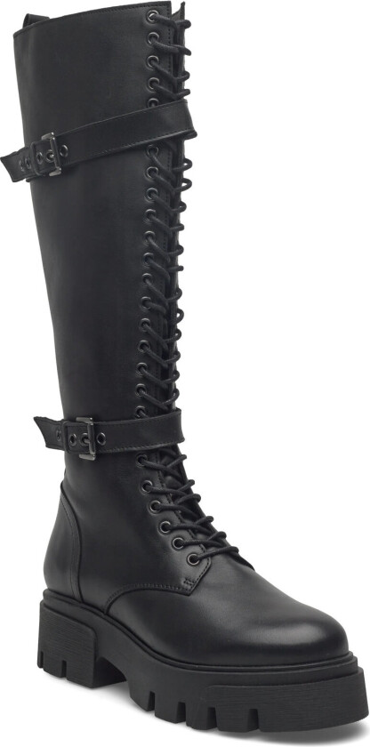Biamia Knee High Lace Up Boot Smooth Leather - Black - 40