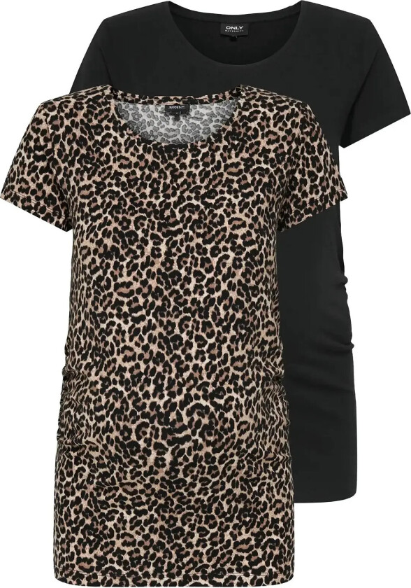 Olmlovely Life S/S Oneck Aoptop2Pck Noos - Black - XS