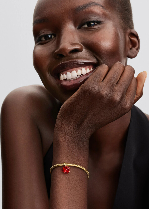 Disney Beauty And The Beast Rose 14K Gold-Plated Dangle With Red Murano Glass - Gold - ONE SIZE