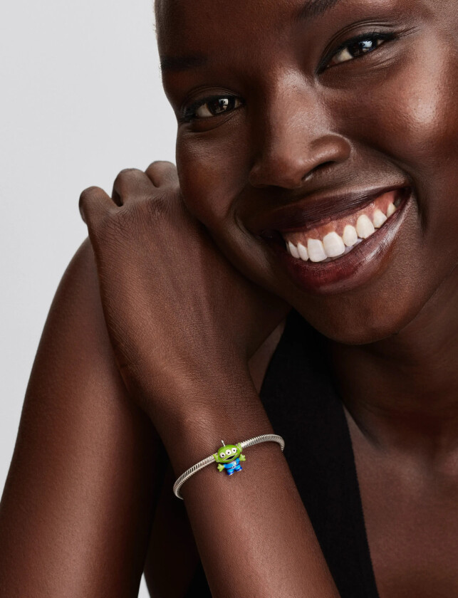 Disney Pixar Little Green Men Sterling Silver Charm With Black, Purple, Blue And Glittery Green Enam - Green - ONE SIZE