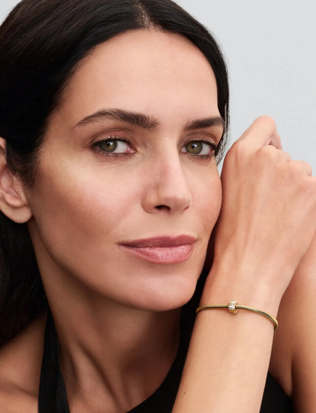 14K Gold-Plated Clip With Clear Cubic Zirconia, Shimmering White Enamel And Silicone Grip - Gold - ONE SIZE