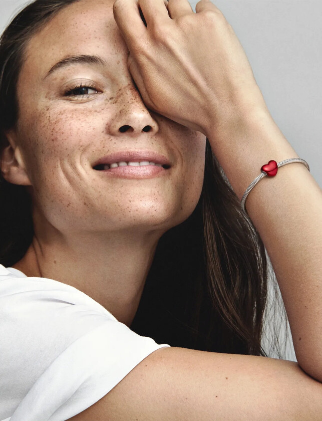 Heart Sterling Silver Charm With Transparent Red Enamel - Red - ONE SIZE