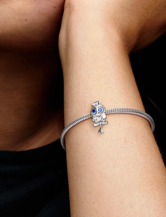 Graduation Owl Sterling Silver Charm With Stellar Blue Crystal - Silver - ONE SIZE