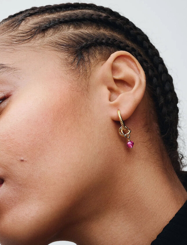 14K Gold-Plated Dangle With Phlox Pink Crystal - Gold - ONE SIZE