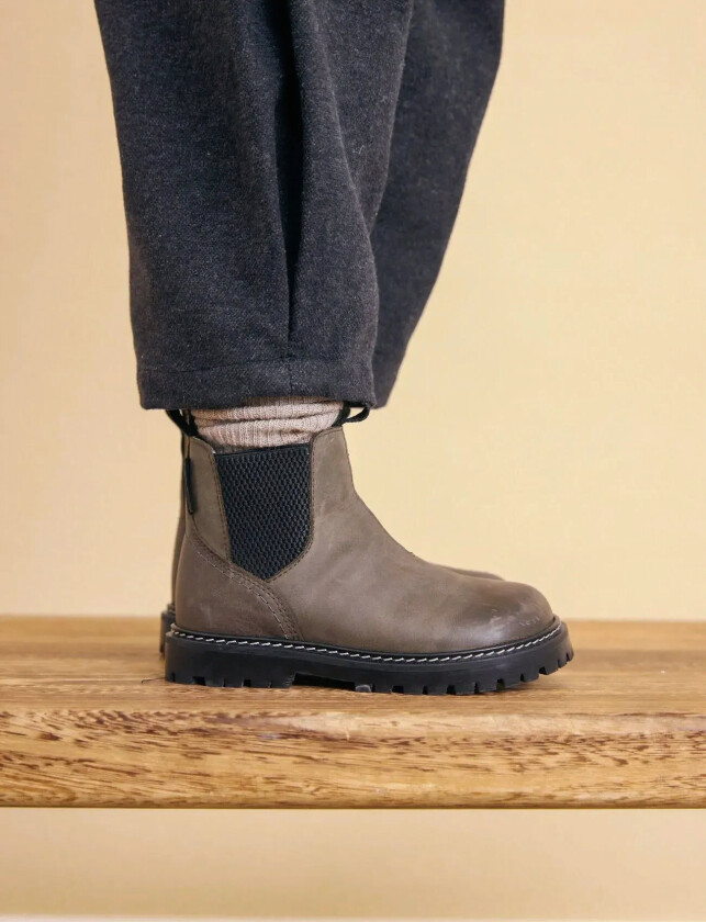 Booties - Flat - With Zipper - Khaki green - 24