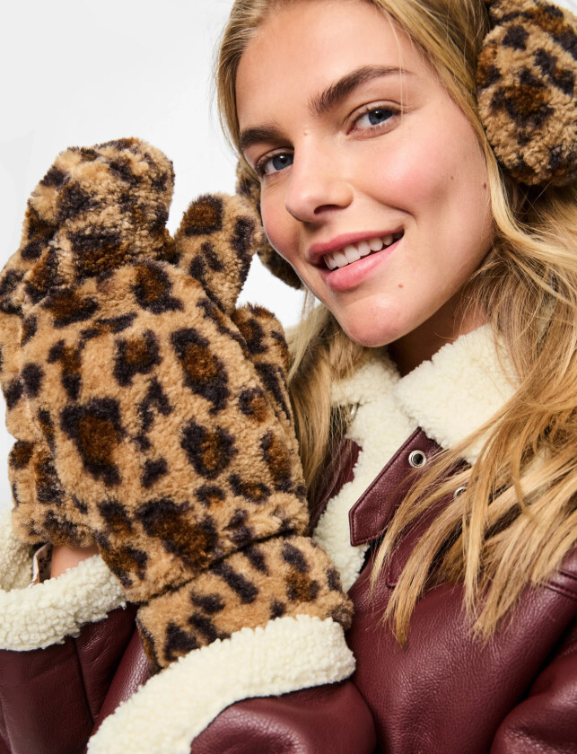 Pcnetty Teddy Mittens Bc - Brown - L