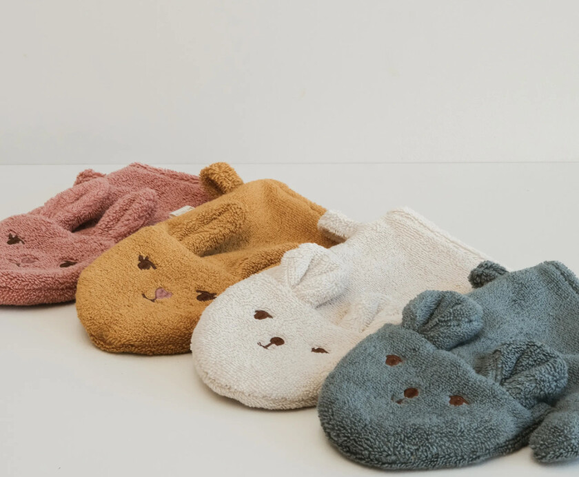 Bath Mitts - 2 Pack - Bear And Bunn - Pink - ONE SIZE