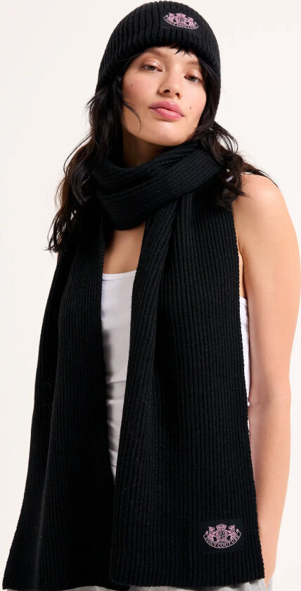 Cheetah Crest Scarf / Beanie Set - Black - ONE SIZE