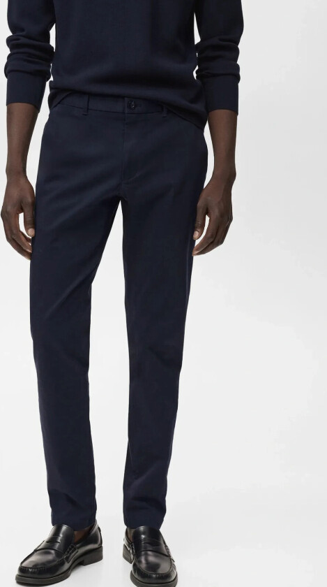 Barna Slim-Fit Twill Chino Trousers - Navy - 50
