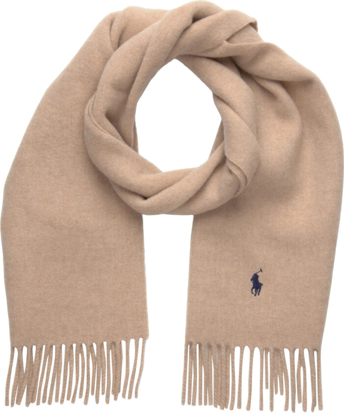Fringe-Trim Wool Scarf - Beige - ONE SIZE