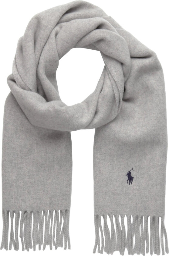 Fringe-Trim Wool Scarf - Grey - ONE SIZE