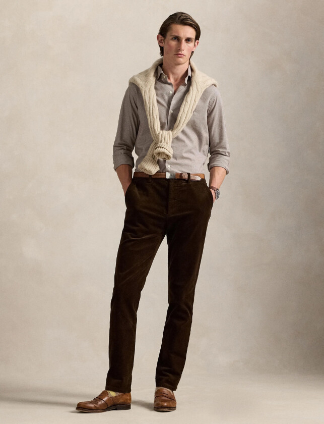 Custom Fit Houndstooth Twill Shirt - Brown - XL