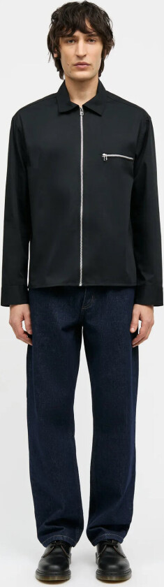 Narrow Twill Dexter Zip Shirt - Black - M