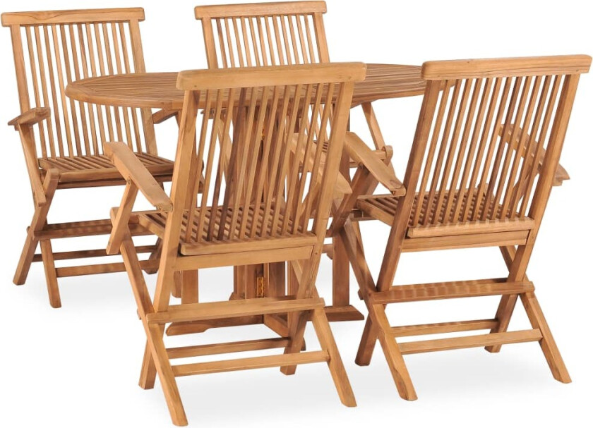 Utendørs spisestue sammenleggbar 5 deler heltre teak