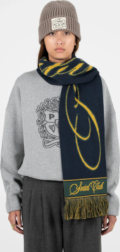 Clubhouse Jaquard Scarf Navy - Black - ONE SIZE