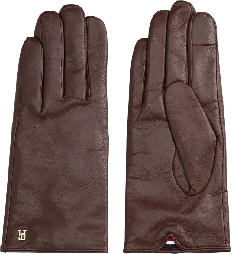 Th Elevated Chic Leather Gloves - Brown - M/L
