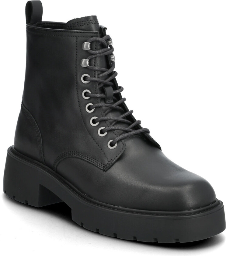 Chunky Lace Up Zip Boot - Black - 40