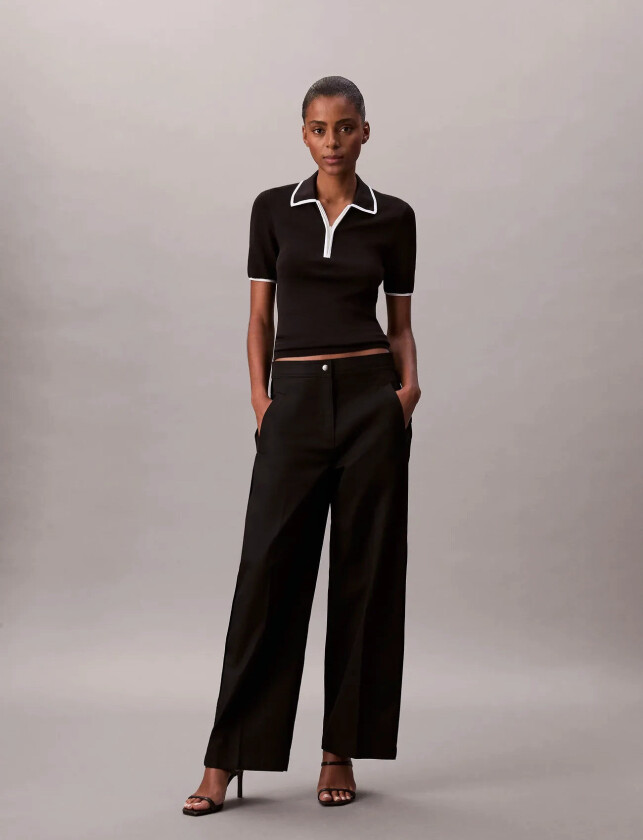 Cotton Twill Aop Logo Stripe Pan - Black - 40