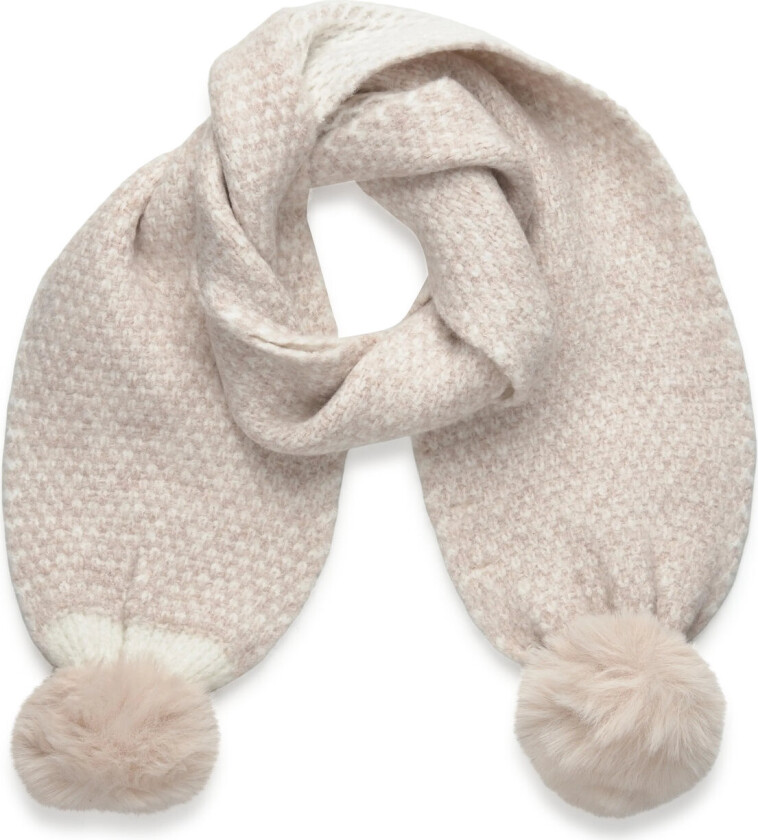 Pompom Knit Scarf - Brown - ONE SIZE