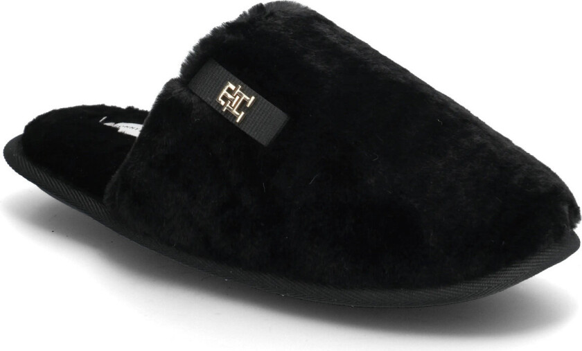 Th Faux Fur House Shoe - Black - 36 x 35