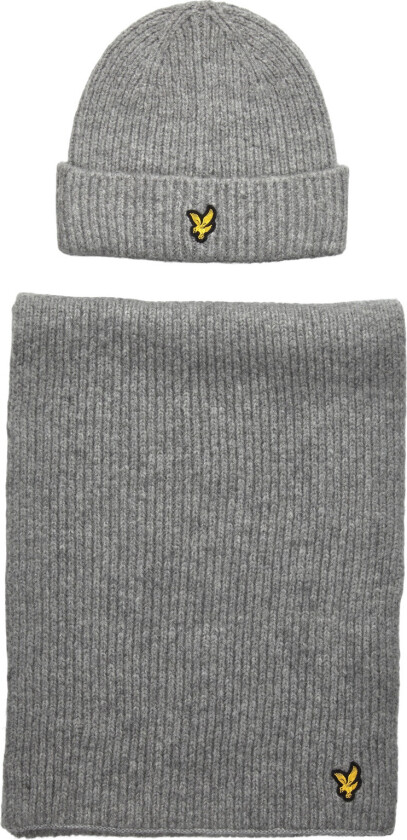 Brushed Scarf And Beanie Set - Grey - ONE SIZE