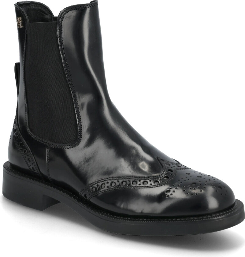 Brogue Leather Chelsea Boot - Black - 36
