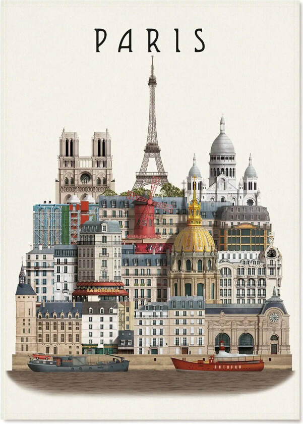 Paris Tea Towel - Multi/patterned - 50X 70CM