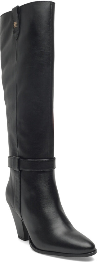 Th T-Strap Lthr Pointy Long Boot - Black - 37