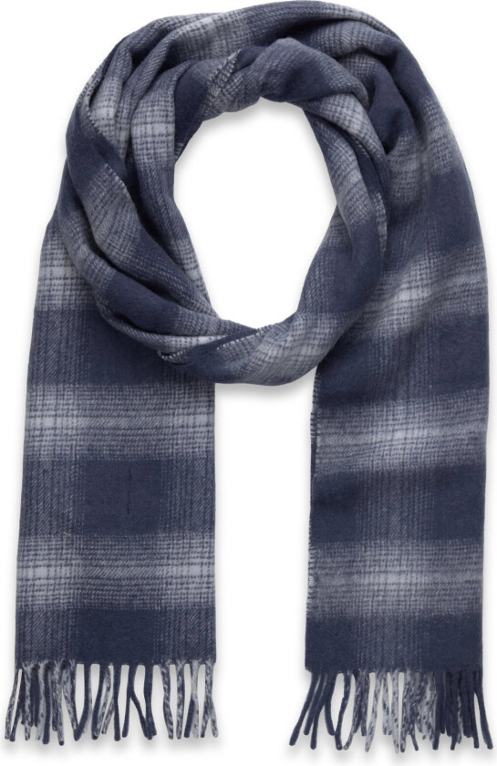 Check Lambswool Scarf - Navy - ONE SIZE