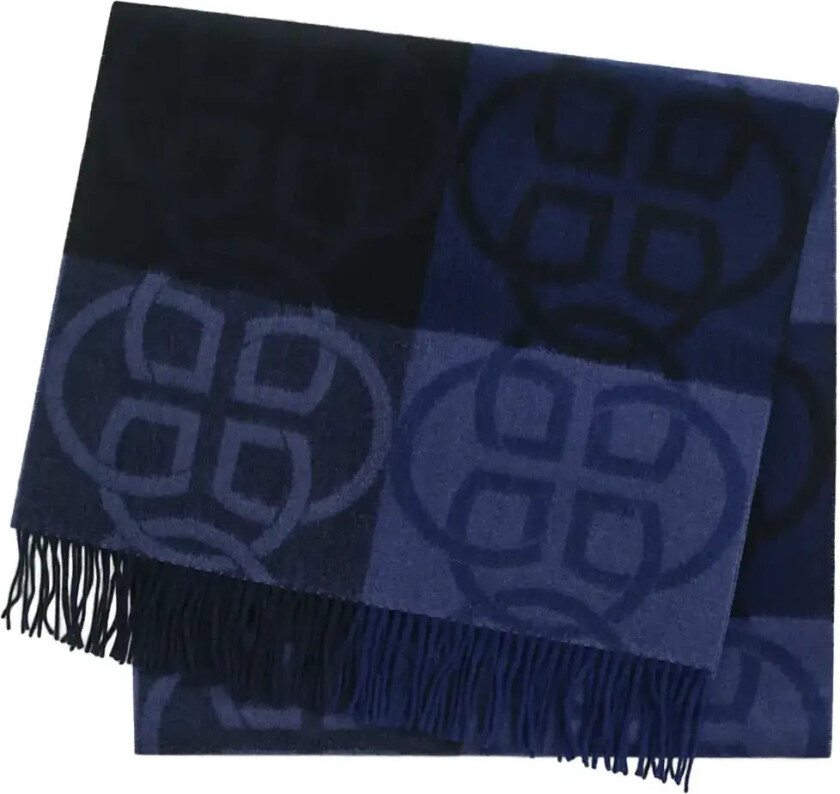 Monogram Wool Scarf - Navy - ONE SIZE