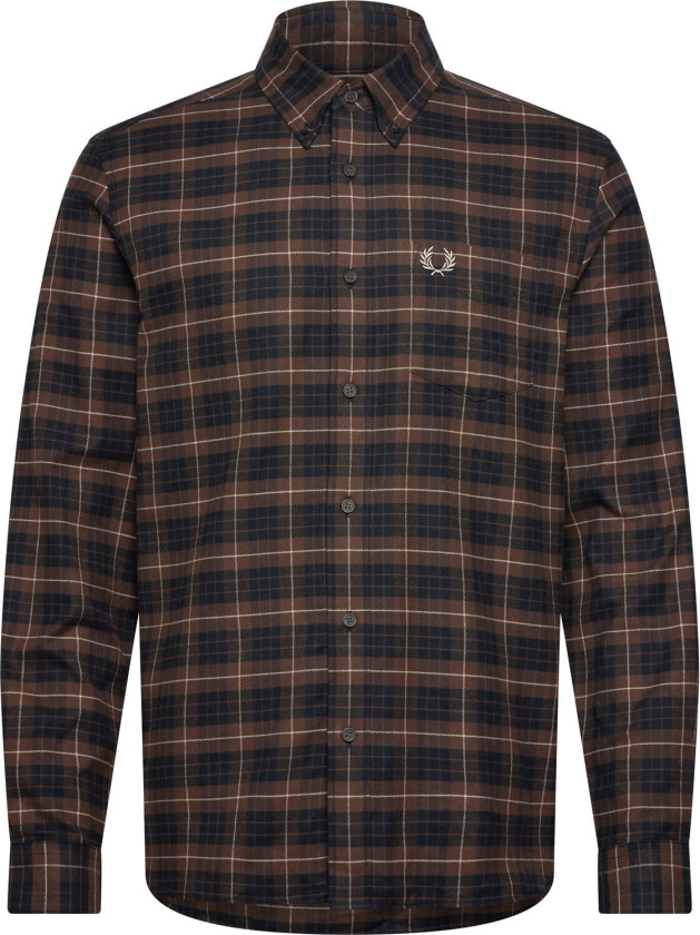 Brushed Twill Tartan Shirt - Brown - XXL