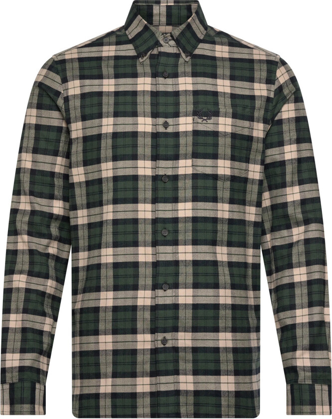 Brushed Twill Tartan Shirt - Green - XXL