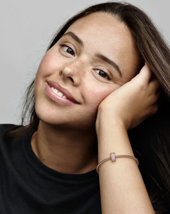 14K Rose Gold-Plated Clip With Pink Cubic Zirconia And Silicone Grip - Pink - ONE SIZE