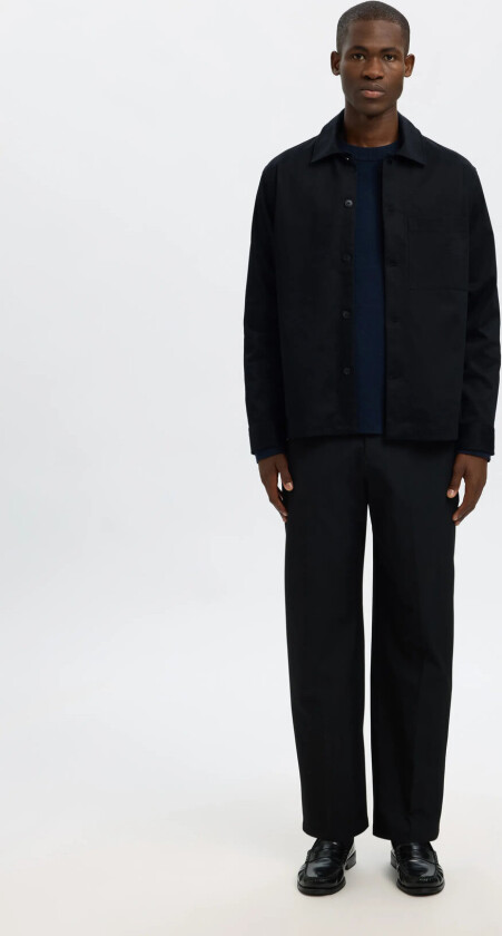 Slhtate Heavy Twill Overshirt Ls Noos - Black - L