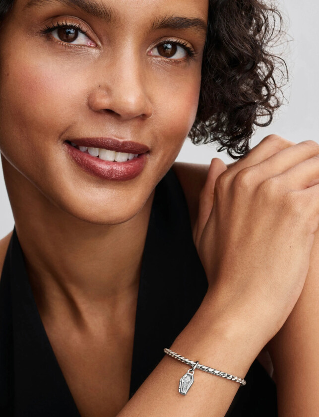 Openable Coffin Sterling Silver Dangle With Clear Cubic Zirconia And Glittery Teal Glow In The Dark - Silver - ONE SIZE