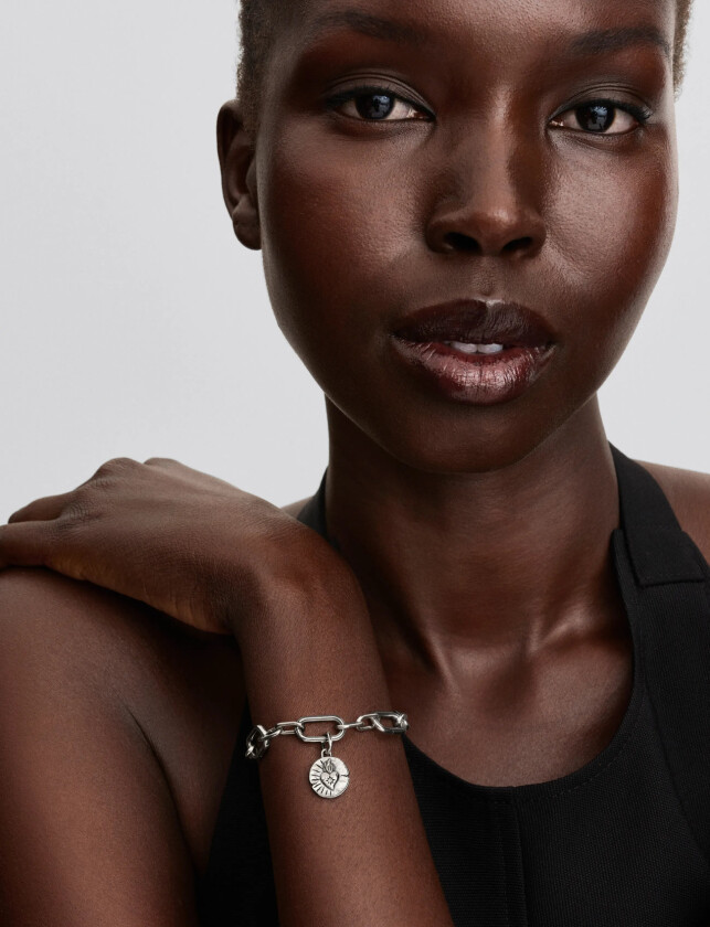 Heart Sterling Silver Medallion With Clear Cubic Zirconia - Silver - ONE SIZE