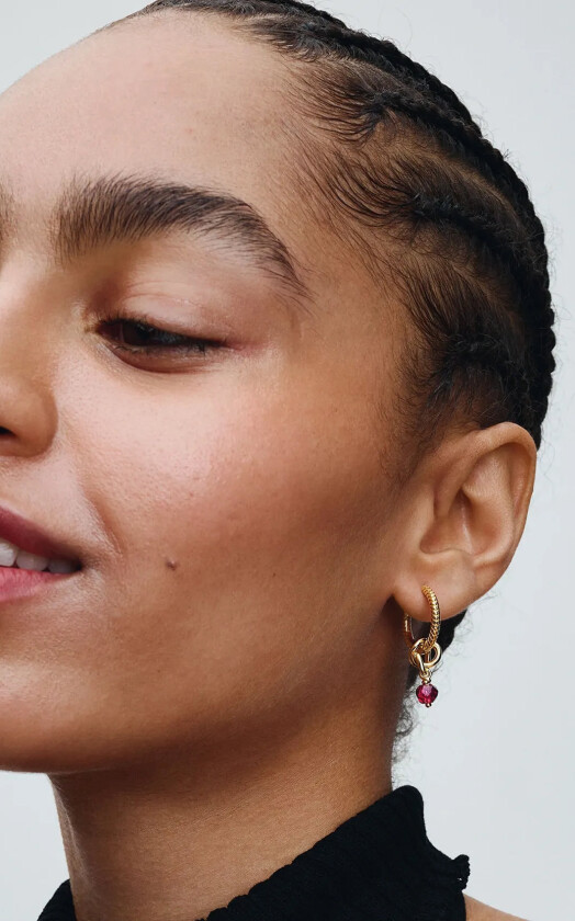 14K Gold-Plated Dangle With True Red Crystal - Gold - ONE SIZE