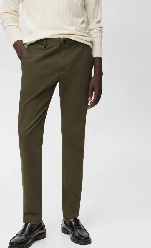 Barna Slim-Fit Twill Chino Trousers - Khaki green - 54