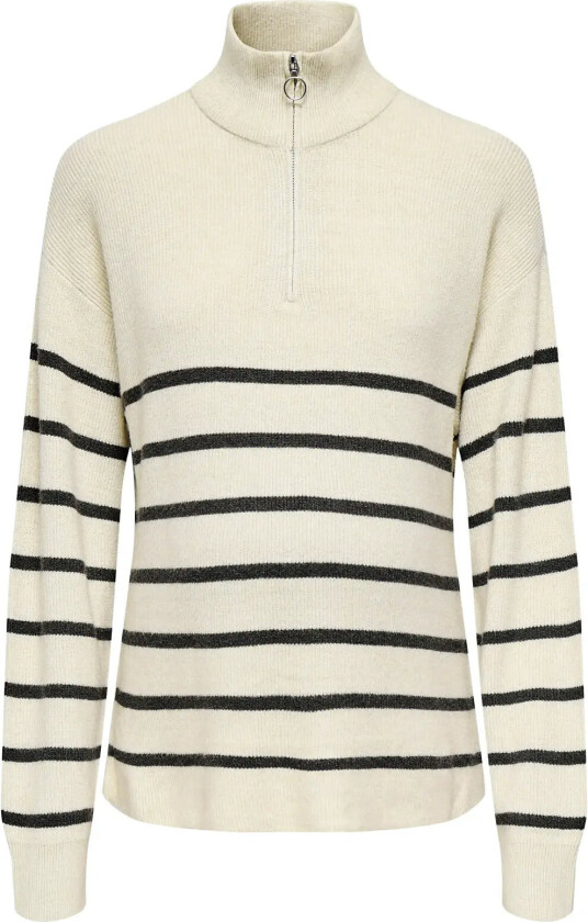 Olmibi L/S Highneck Zip Pullover Knt - Cream - XL