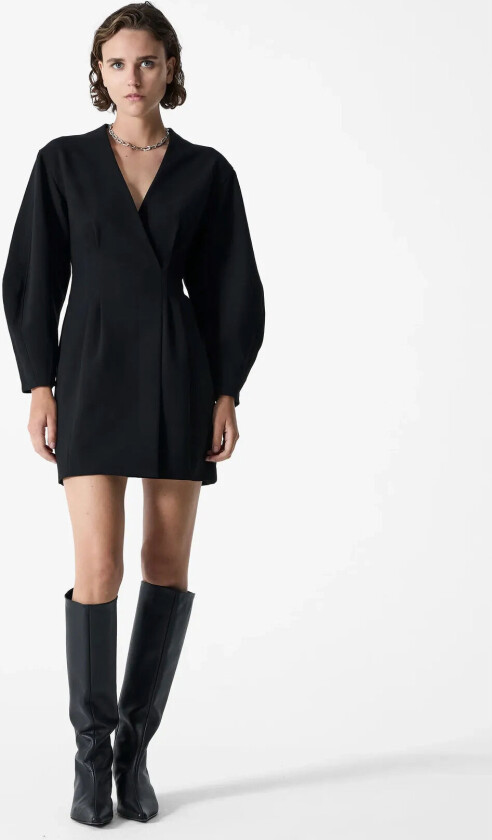 Azra Twill Wrap Dress - Black - 34