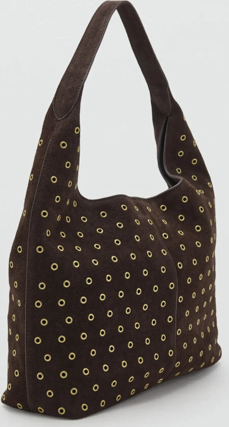 Suede Shopper Bag With Eyelets - Brown - ONE SIZE