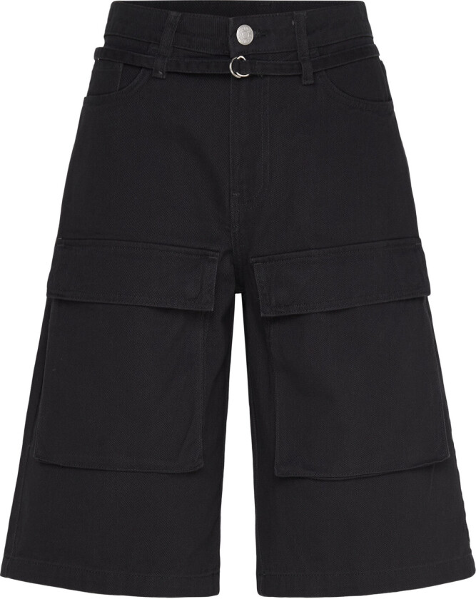 Low Rise Cargo Cotton Twill Jorts - Black - 40
