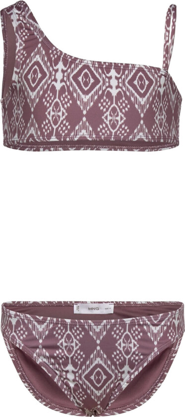Bikini With Ethnic Print - Burgundy - 5-6