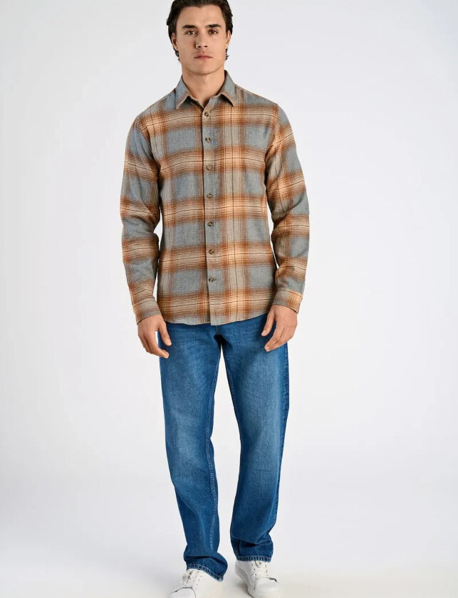 Checked Twill Shirt L/S - Grey - S