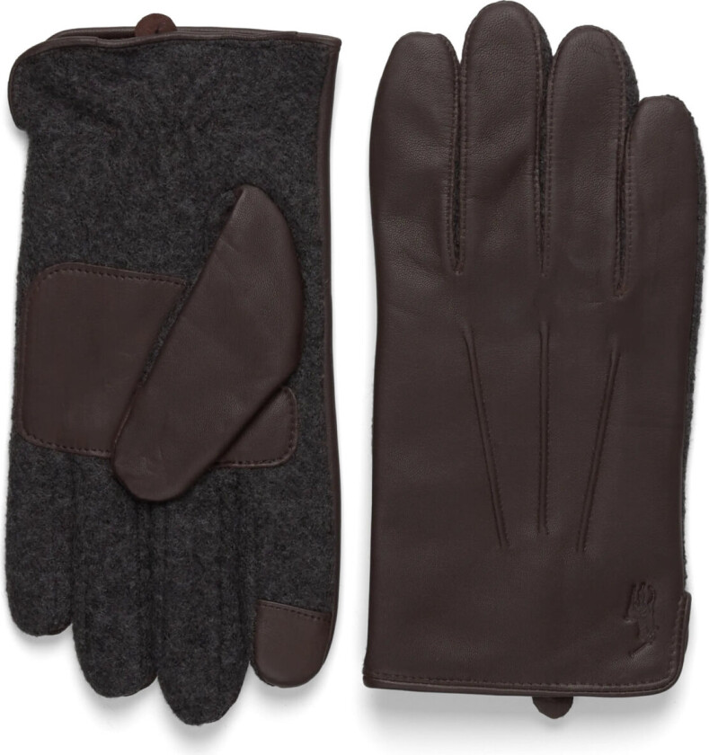Insulated Sheepskin-Paneled Touch Gloves - Brown - M