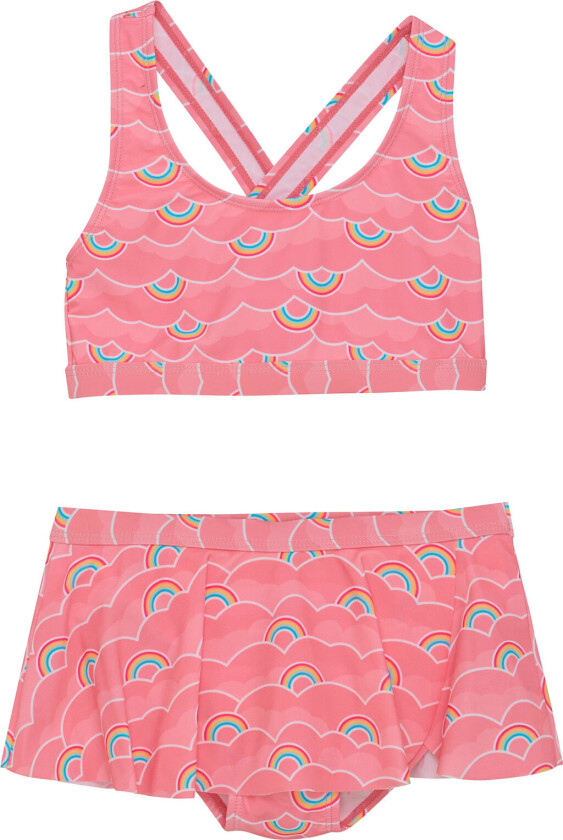Bikini W. Frills & Skirt, Aop - Pink - 110