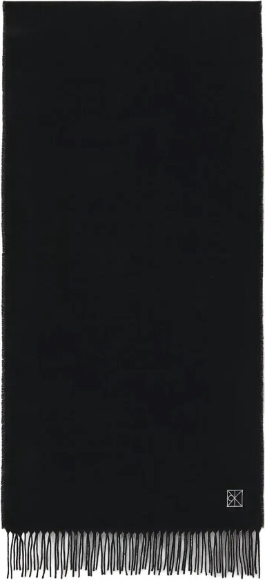 Emblem 2-Tone Fringe Mw Scarf - Black - ONE SIZE