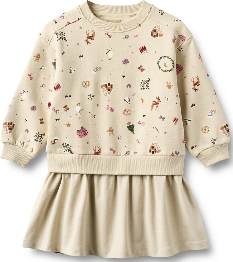 Sweat Dress L/S Maggie - Beige - 128