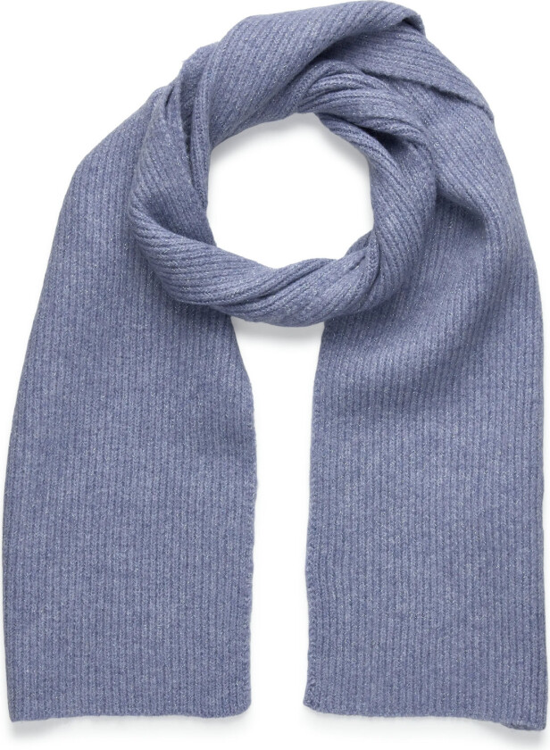 Ribbed Lurex Scarf - Blue - ONE SIZE