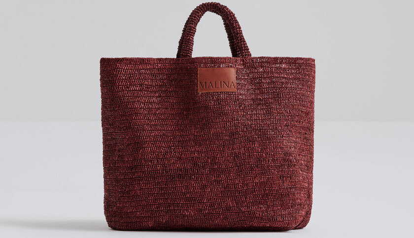 Elsya Raffia Tote Bag - Burgundy - ONE SIZE